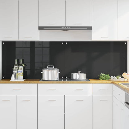 Kitchen Backsplash Black 100 x 60 x 0.8 cm Tempered Glass