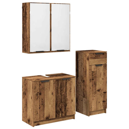 Bathroom Furniture Set with Door 3 pcs Old Wood Engineered Wood