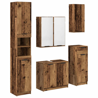 Bathroom Furniture Set with Door 5 pcs Old Wood Engineered Wood