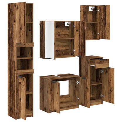Bathroom Furniture Set with Door 5 pcs Old Wood Engineered Wood