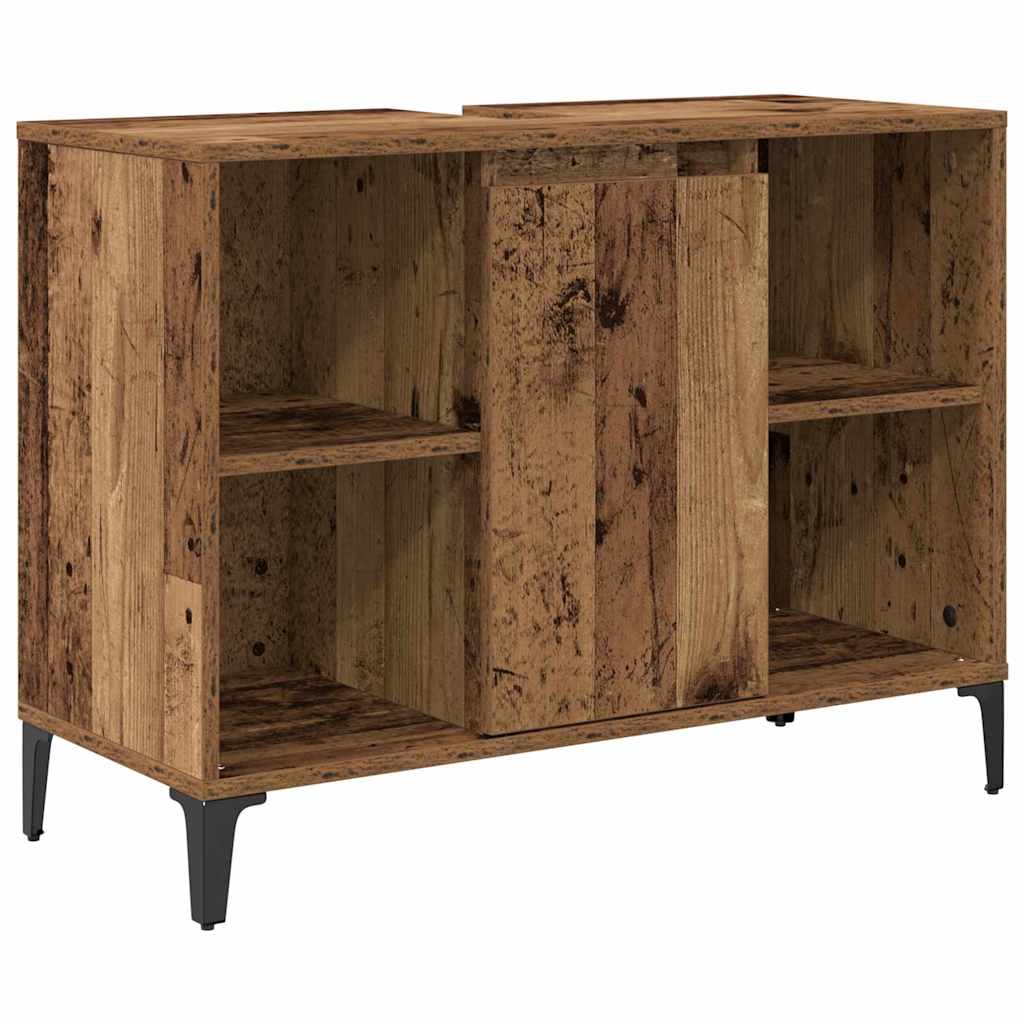 Bathroom Furniture Set with Door 3 pcs Old wood Engineered wood