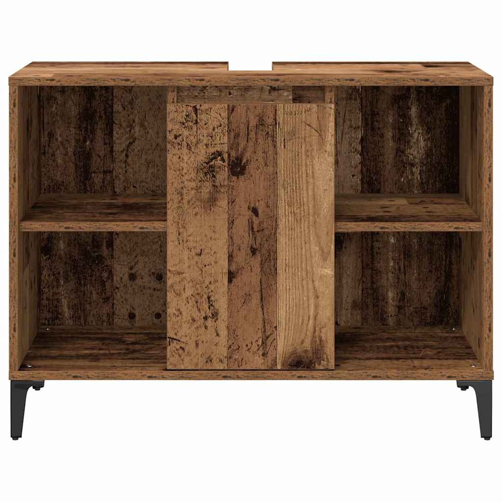Bathroom Furniture Set with Door 3 pcs Old wood Engineered wood