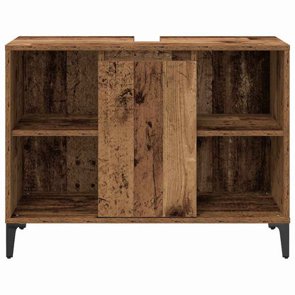 Bathroom Furniture Set with Door 3 pcs Old wood Engineered wood