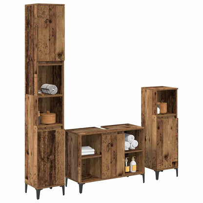 Bathroom Furniture Set with Door 3 pcs Old wood Engineered wood