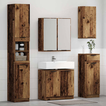 Bathroom Furniture Set with Door 4 pcs Old Wood Engineered Wood