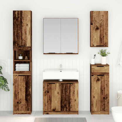 Bathroom Furniture Set with Door 4 pcs Old Wood Engineered Wood