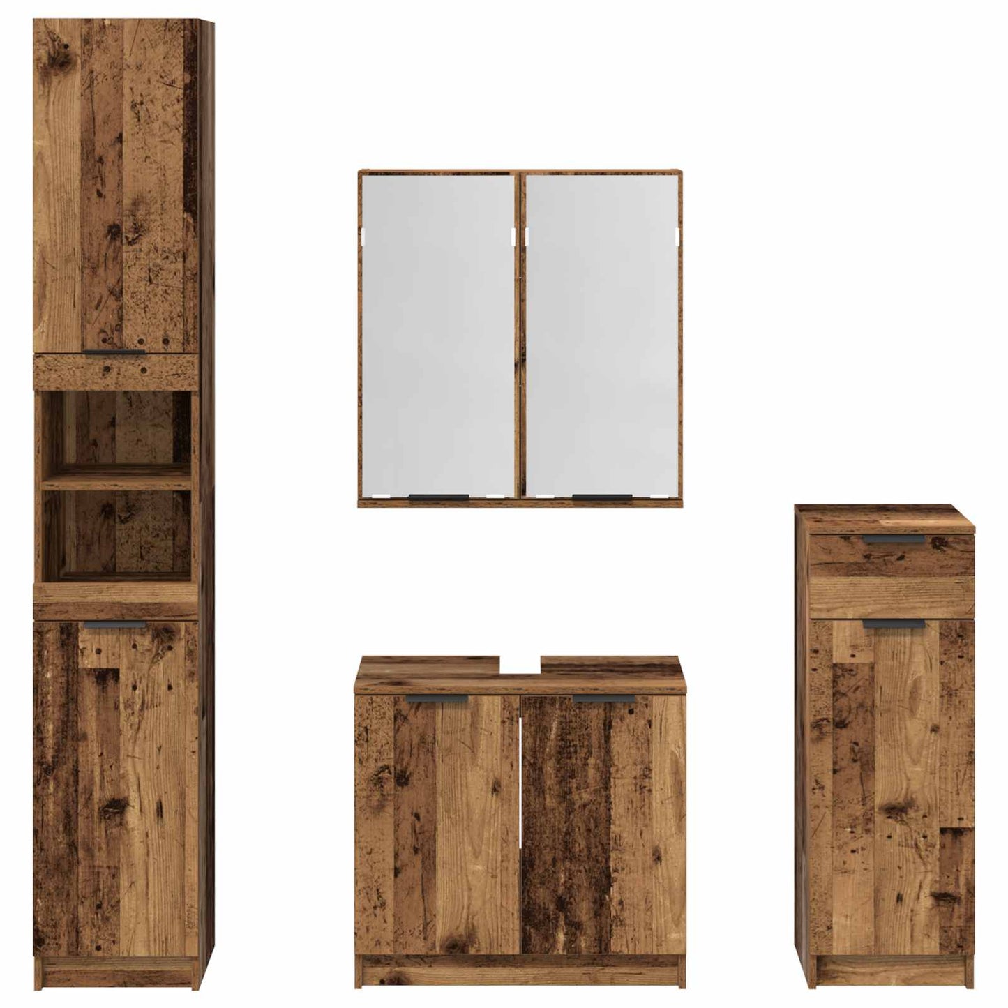 Bathroom Furniture Set with Door 4 pcs Old Wood Engineered Wood