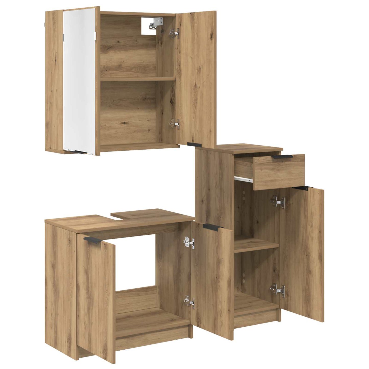 Bathroom Furniture Set 3 pcs Artisan Oak Engineered Wood