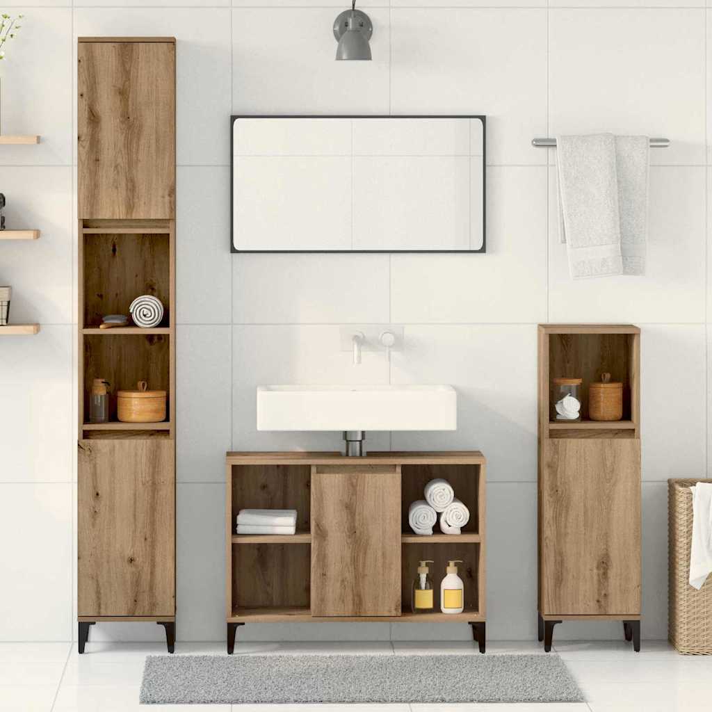 Bathroom Furniture Set 3 pcs Artisan Oak Engineered wood