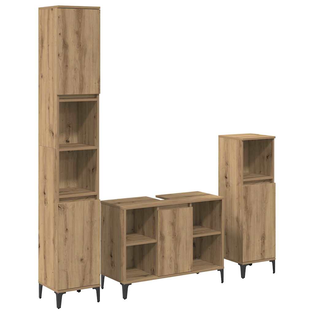 Bathroom Furniture Set 3 pcs Artisan Oak Engineered wood