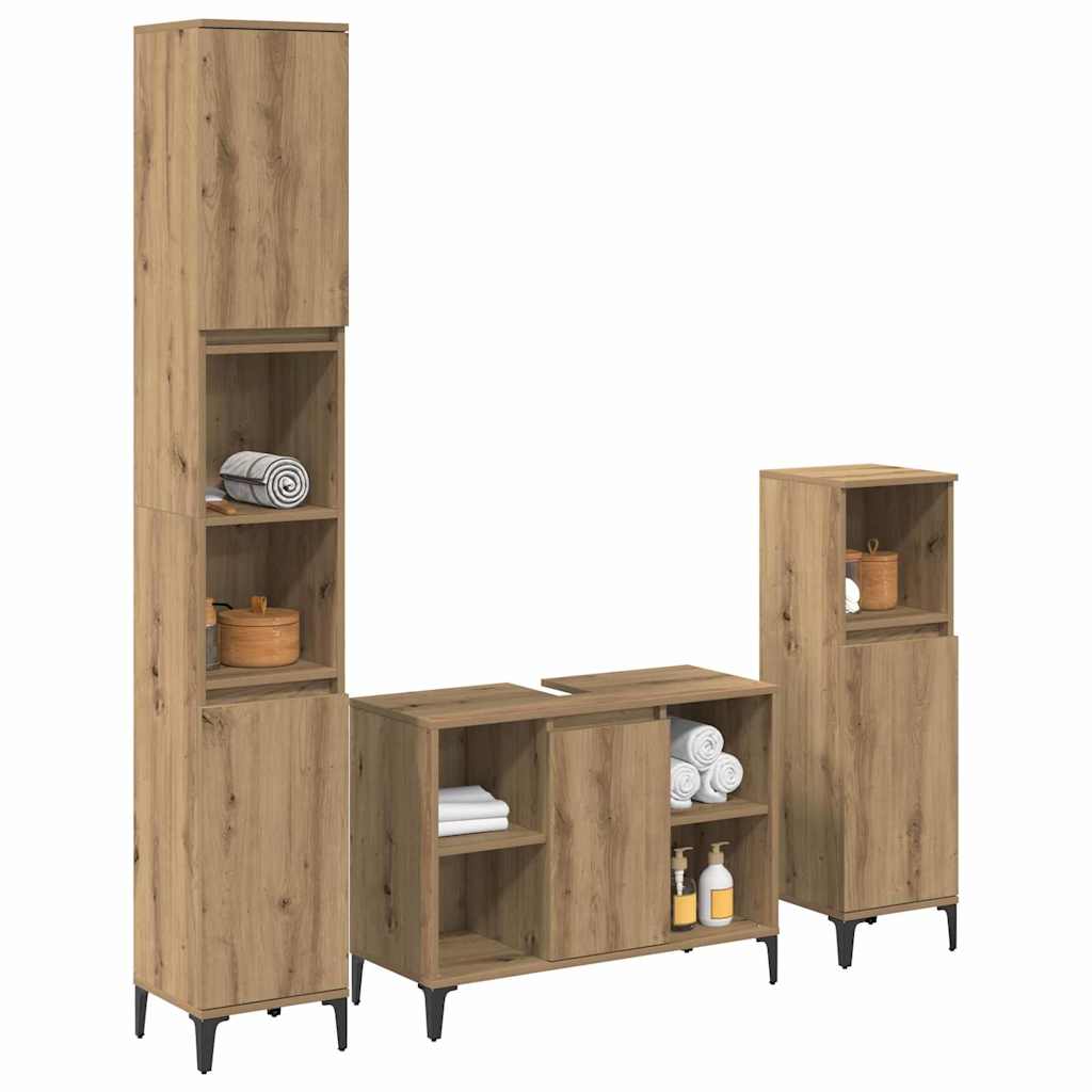 Bathroom Furniture Set 3 pcs Artisan Oak Engineered wood