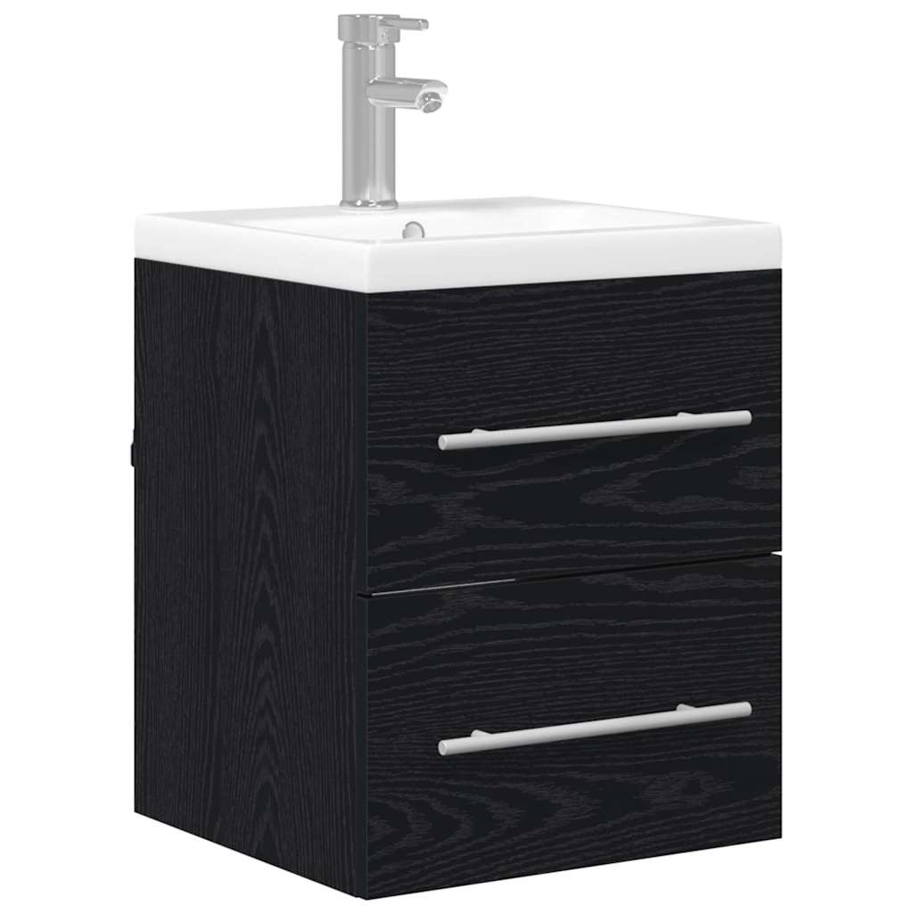 Bathroom Sink Cabinet with Drawer Black Oak 41 x 38.5 x 48 cm