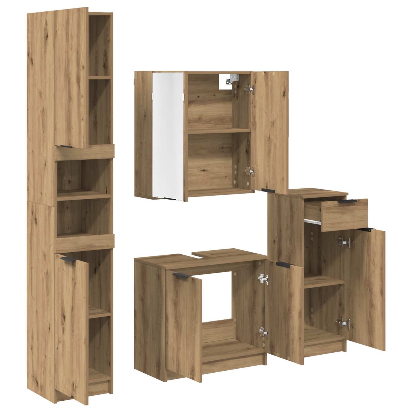 Bathroom Furniture Set 4 pcs Artisan Oak Engineered Wood