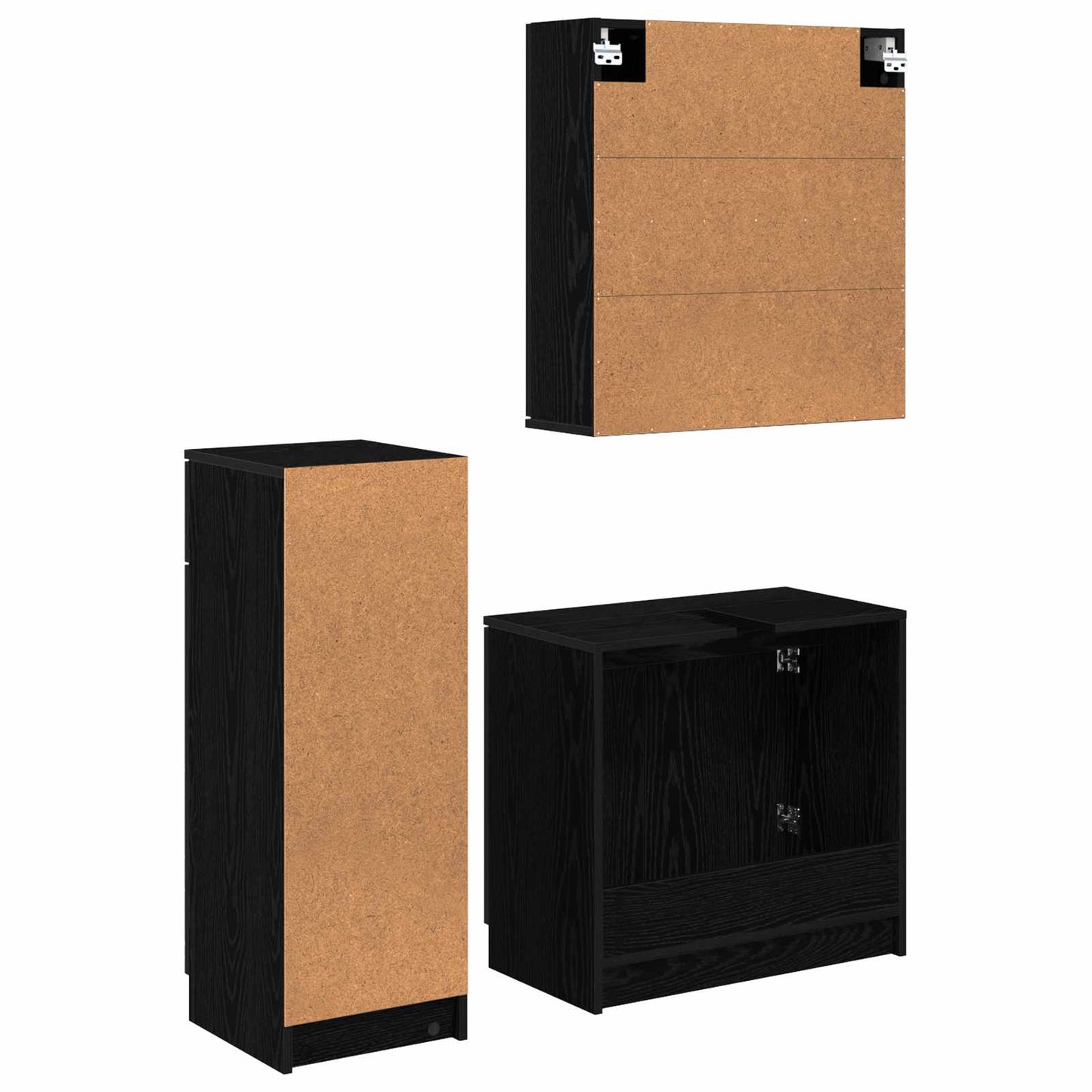 Bathroom Furniture Set 3 pcs Black Oak Engineered Wood