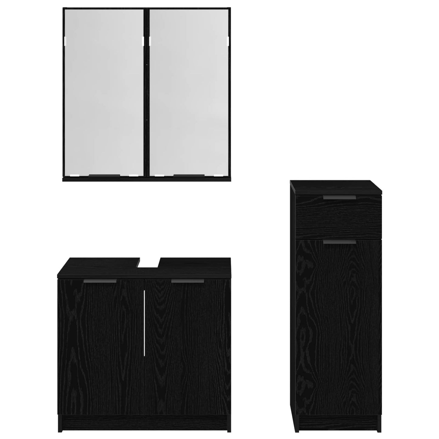 Bathroom Furniture Set 3 pcs Black Oak Engineered Wood