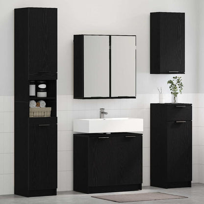 Bathroom Cabinet Set with Shelf 3 pcs Black Oak Engineered Wood