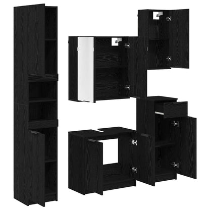 Bathroom Furniture Set 5 pcs Black Oak Engineered Wood