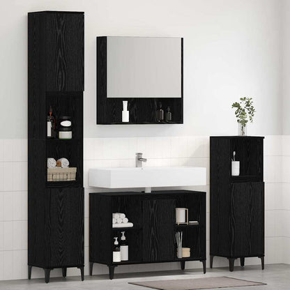 Bathroom Furniture Set 3 pcs Black oak Engineered wood