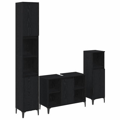 Bathroom Furniture Set 3 pcs Black oak Engineered wood