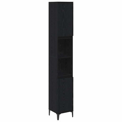 Bathroom Furniture Set 3 pcs Black oak Engineered wood