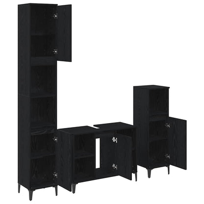 Bathroom Furniture Set 3 pcs Black oak Engineered wood