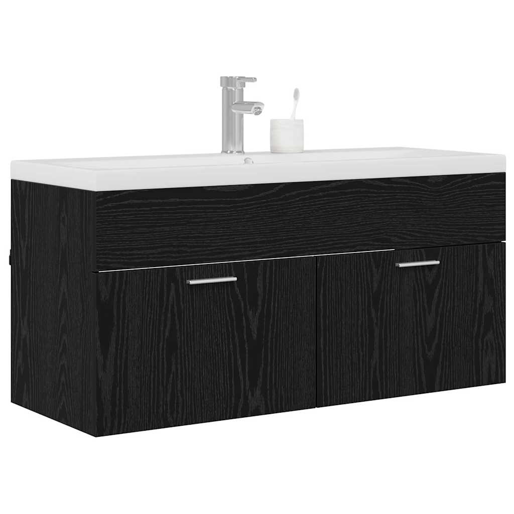 Bathroom Cabinet Black Oak 100 x 38.5 x 46 cm Engineered Wood