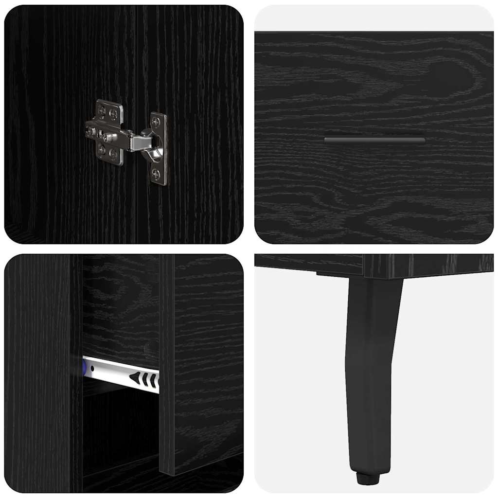 Highboard Black Oak 34.5 x 34 x 180 cm Engineered Wood