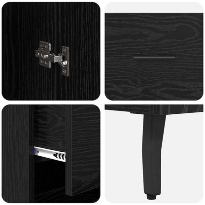 Highboard Black Oak 34.5 x 34 x 180 cm Engineered Wood