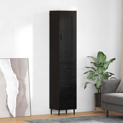 Highboard Black Oak 34.5 x 34 x 180 cm Engineered Wood