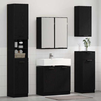 Bathroom Furniture Set 4 pcs Black Oak Engineered Wood