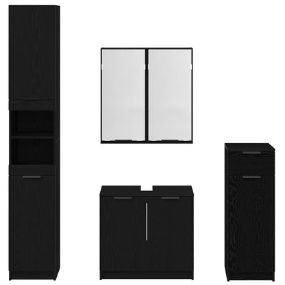 Bathroom Furniture Set 4 pcs Black Oak Engineered Wood