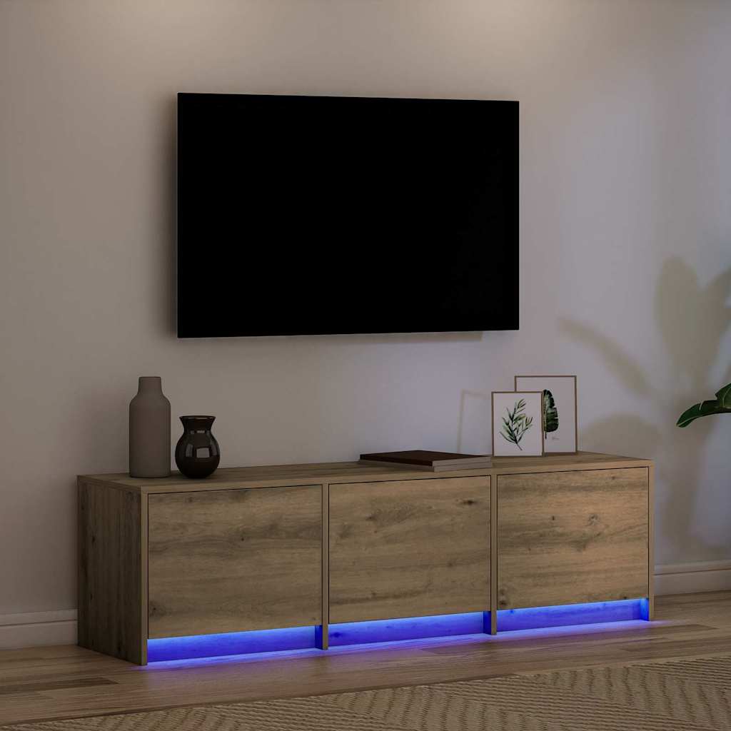 TV Cabinet with LEDs with Drawer Artisian Oak 140 x 34 x 40 cm