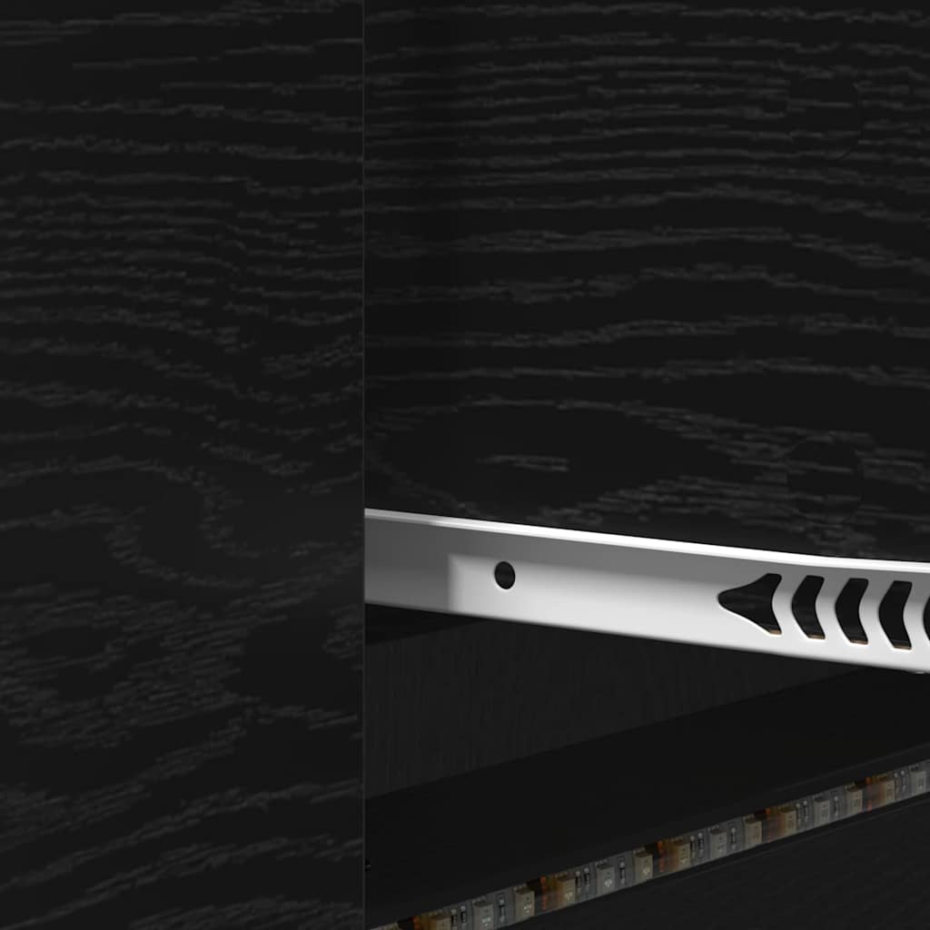 TV Cabinet with LEDs Black Oak 140 x 34 x 40 cm Engineered Wood