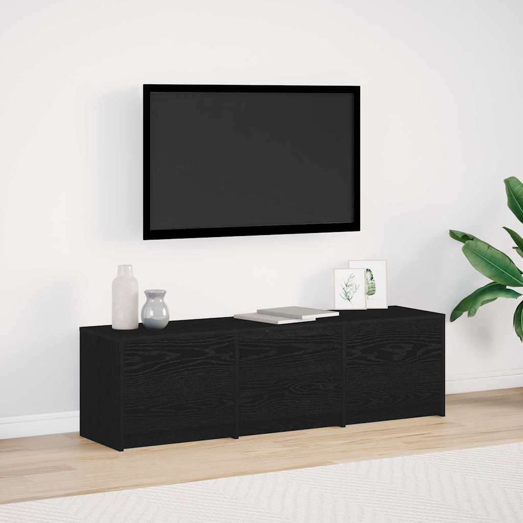TV Cabinet with LEDs Black Oak 140 x 34 x 40 cm Engineered Wood