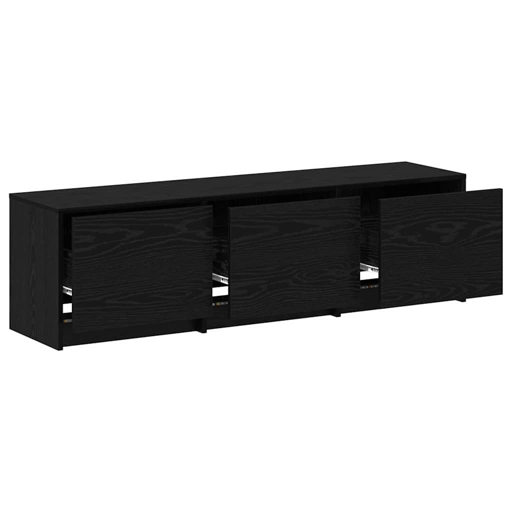 TV Cabinet with LEDs Black Oak 140 x 34 x 40 cm Engineered Wood