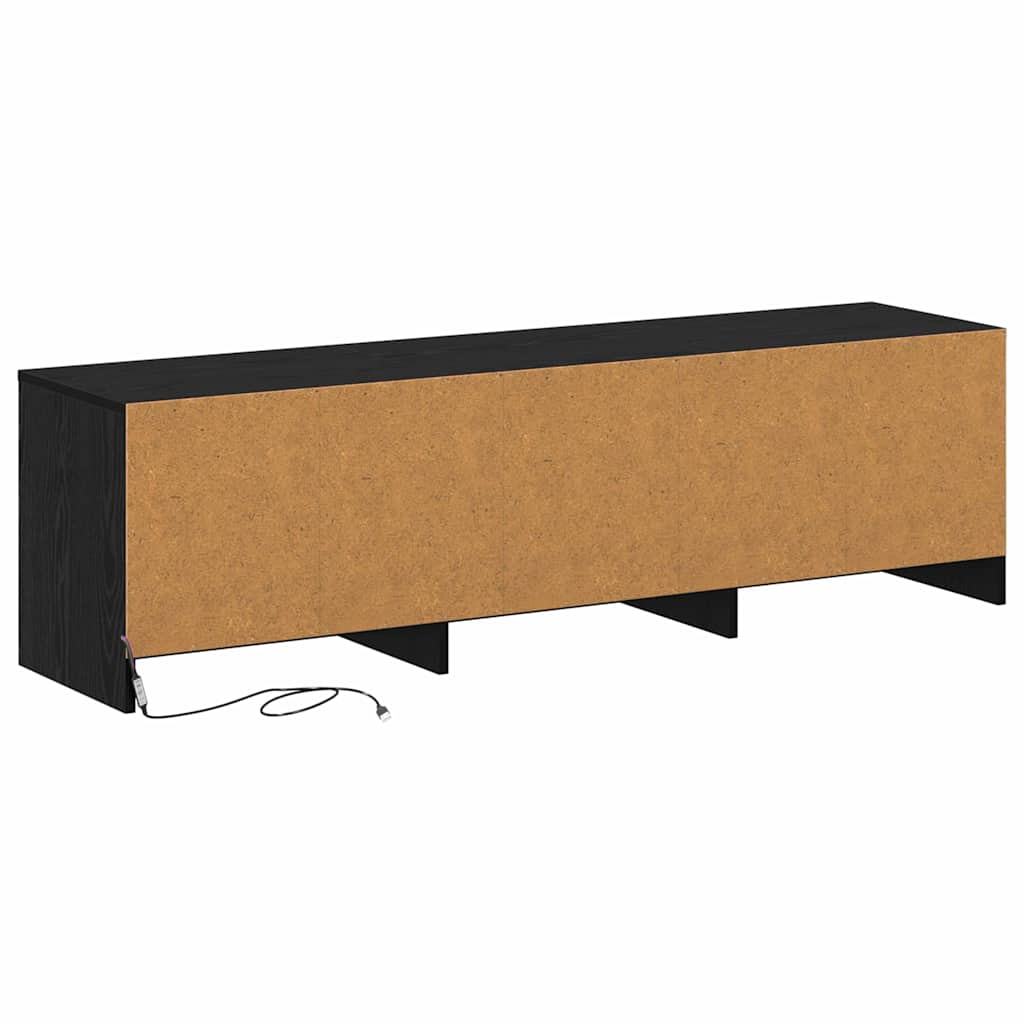 TV Cabinet with LEDs Black Oak 140 x 34 x 40 cm Engineered Wood