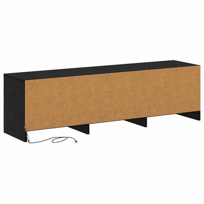 TV Cabinet with LEDs Black Oak 140 x 34 x 40 cm Engineered Wood