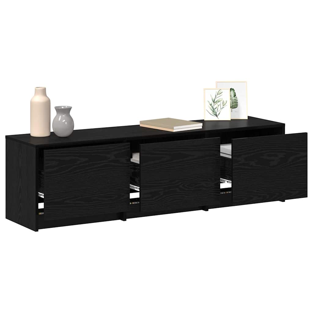 TV Cabinet with LEDs Black Oak 140 x 34 x 40 cm Engineered Wood