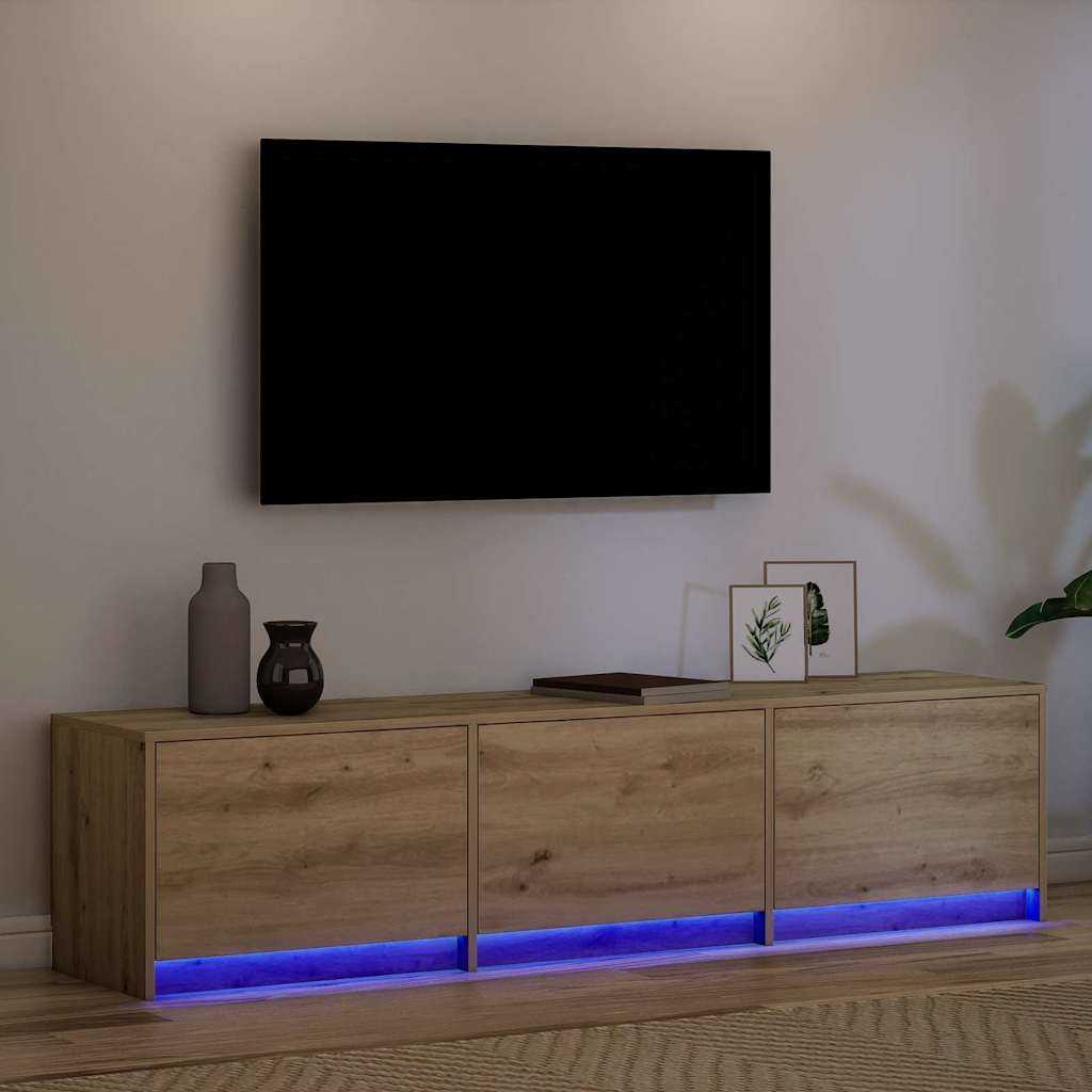 TV Cabinet with LEDs with Drawer Artisian Oak 162 x 34 x 40 cm