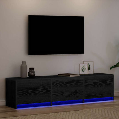 TV Cabinet with LEDs Black Oak 162 x 34 x 40 cm Engineered Wood