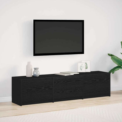 TV Cabinet with LEDs Black Oak 162 x 34 x 40 cm Engineered Wood