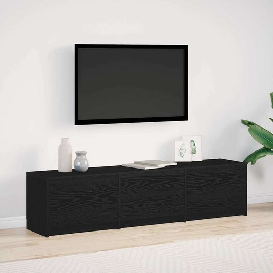 TV Cabinet with LEDs Black Oak 162 x 34 x 40 cm Engineered Wood