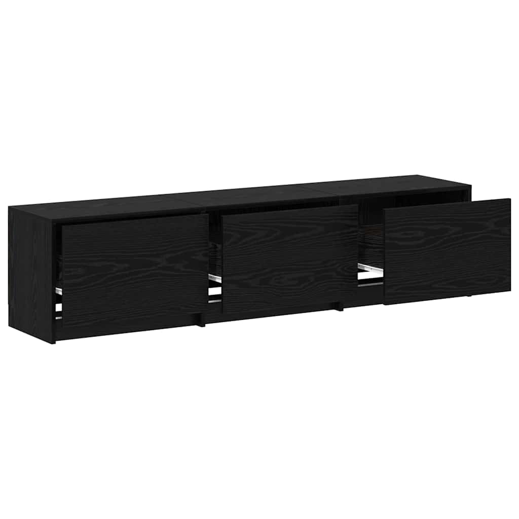 TV Cabinet with LEDs Black Oak 162 x 34 x 40 cm Engineered Wood