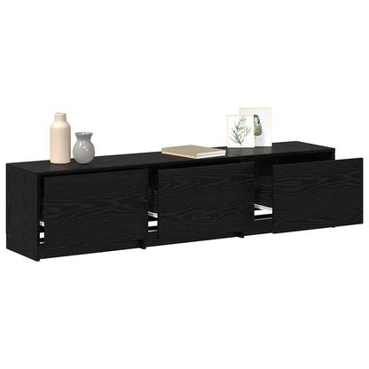TV Cabinet with LEDs Black Oak 162 x 34 x 40 cm Engineered Wood