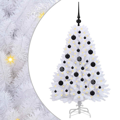 Artificial Hinged Christmas Tree White 120 cm PVC and Steel