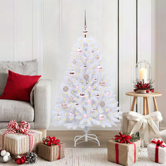 Artificial Hinged Christmas Tree White 120 cm PVC and Steel