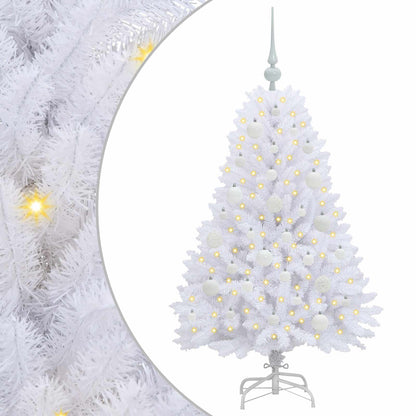 Artificial Hinged Christmas Tree White 120 cm PVC and Steel