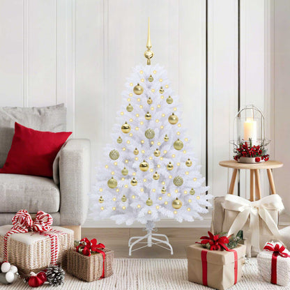 Artificial Hinged Christmas Tree White 120 cm PVC and Steel
