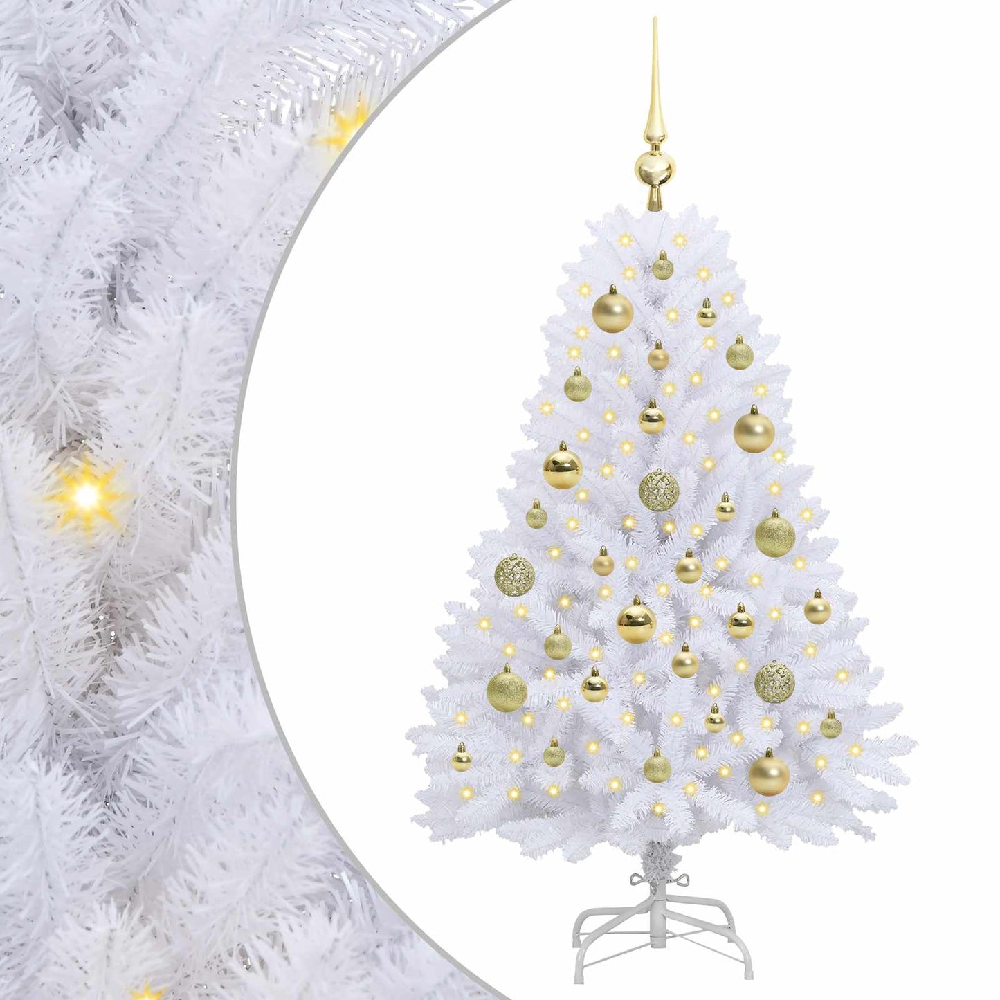 Artificial Hinged Christmas Tree White 120 cm PVC and Steel