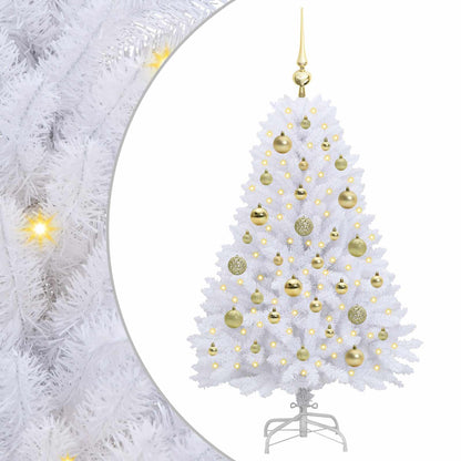 Artificial Hinged Christmas Tree White 120 cm PVC and Steel